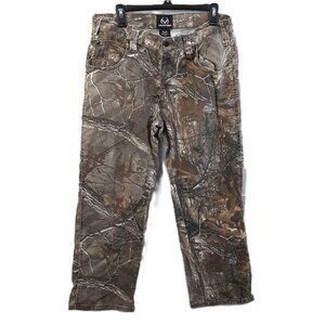 Realtree Camo Jeans Size 34/32 Pockets Zip-Button Outdoor Camping Hunting Winter